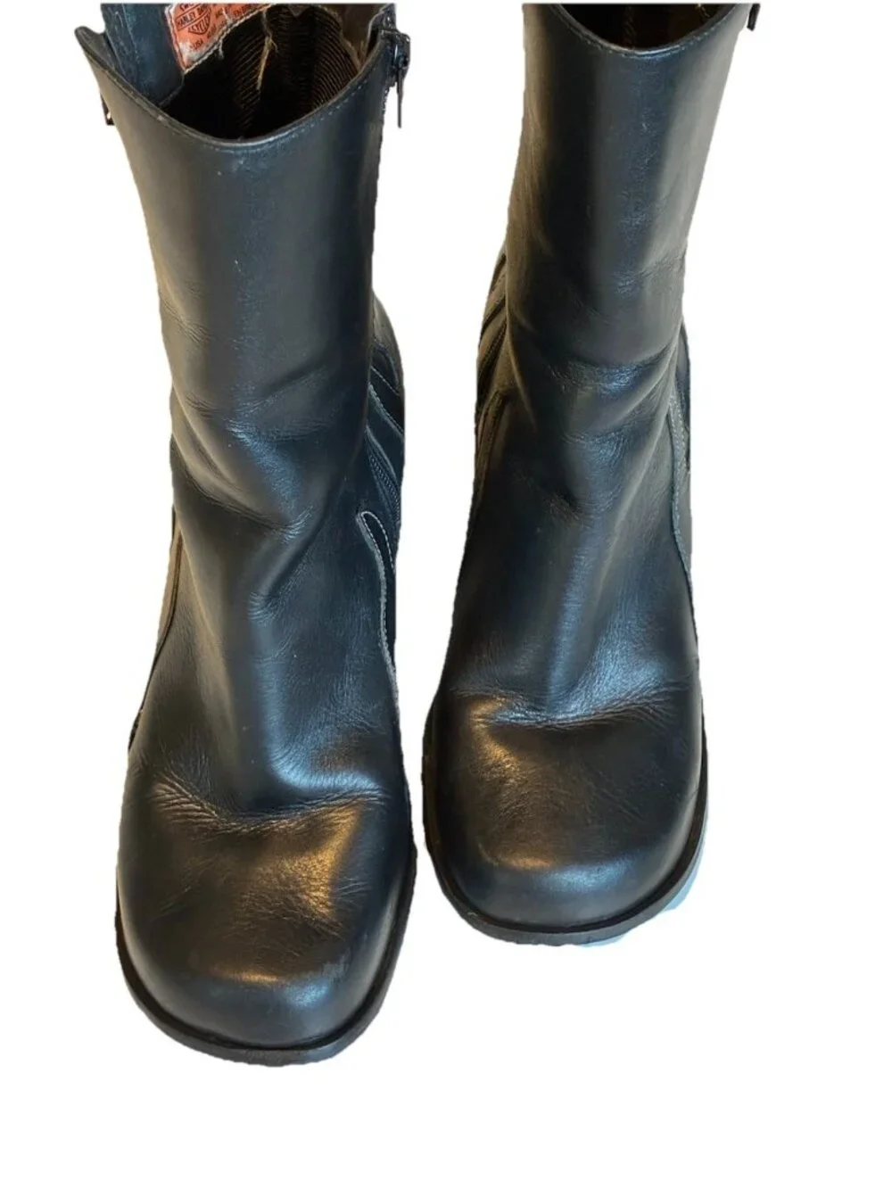 Harley-Davidson Scorch Women's 9M Black Leather Flame Biker Boots Twin Zip 81676